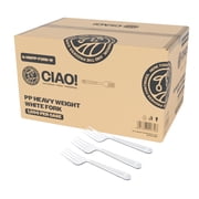 CIAO! Heavy Duty White Polypropylene Disposable Forks, Foodservice Bulk Pack   1,000 Count