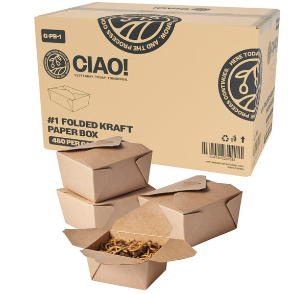 CIAO! Kraft Take Out Microwavable Food Containers, 110 oz No. 4 (160/case)