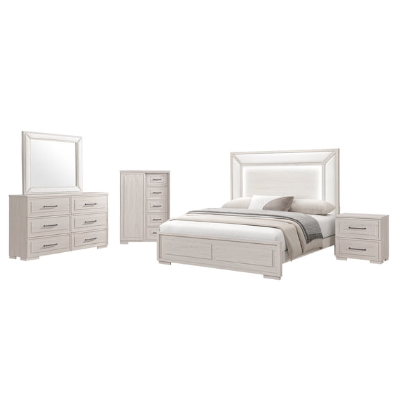CIARA BEIGEQUEEN 5PC BEDROOM SET WITH LED