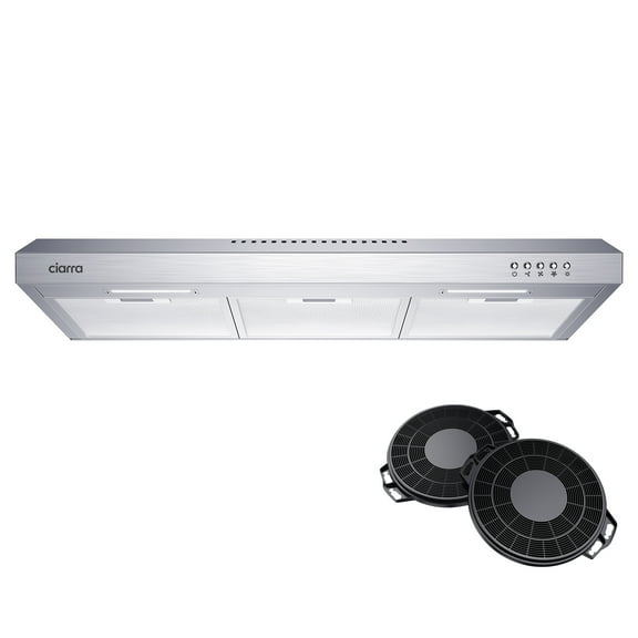 CIARRA 30 in Range Hood Under Cabinet Ductless Convertible Ducted in Stainless Steel with Carbon Filter Kit for Recirculating CAS918A75-006