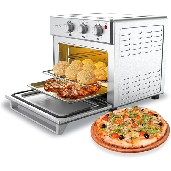 CIARRA CATOSMC01 Oil-Less Countertop Convection Oven, 6-in-1 Compact Air Fryer & Convection Toaster Oven with Rapid Heat & Adjustable Temp & Timer, Kitchen Essentials for Pizza & Rotisserie Chicken