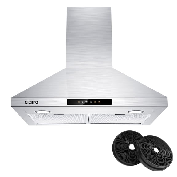 CIARRA Range Hood 30 inch Wall Mount Ductless Vent Hood with Carbon Filter Kit for Recirculating CAS20675-003