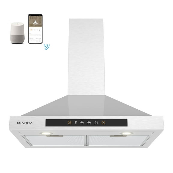 CIARRA Smart Range Hood 30 inch with Voice Control, Compatible with Alexa/Google Home/Smart Life Assistant CAS308W75