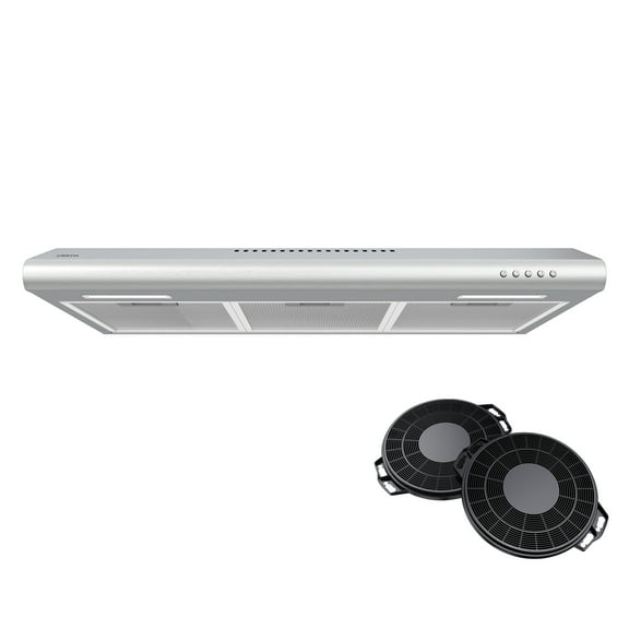 CIARRA Under Cabinet Range Hood 30 inch Slim Vent Hood for Kitchen in Stainless Steel with Carbon Filter Kit for Recirculating CAS918B75-006