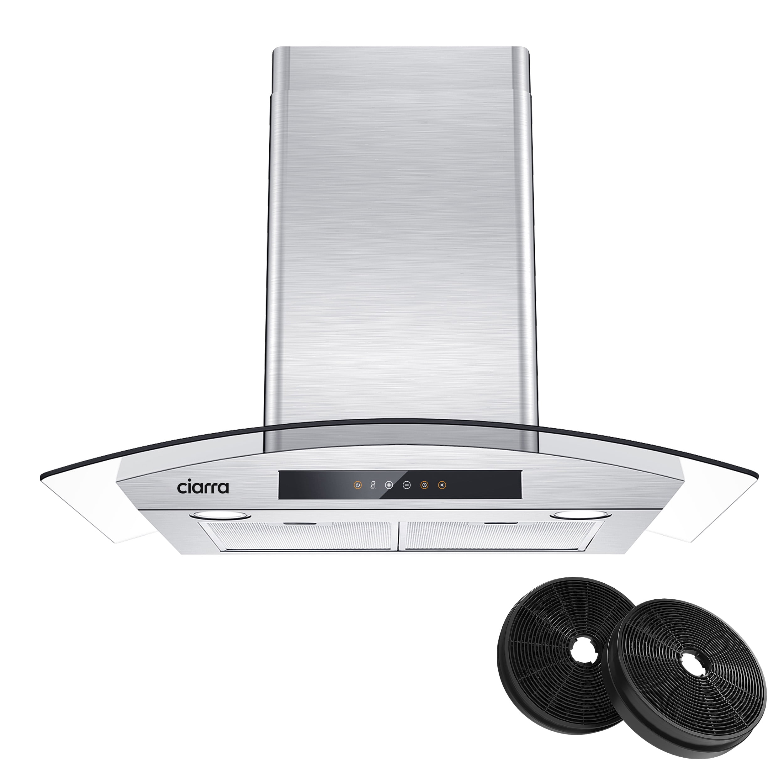 CIARRA Wall Mount Range Hood 30 inch with Tempered Glass Black