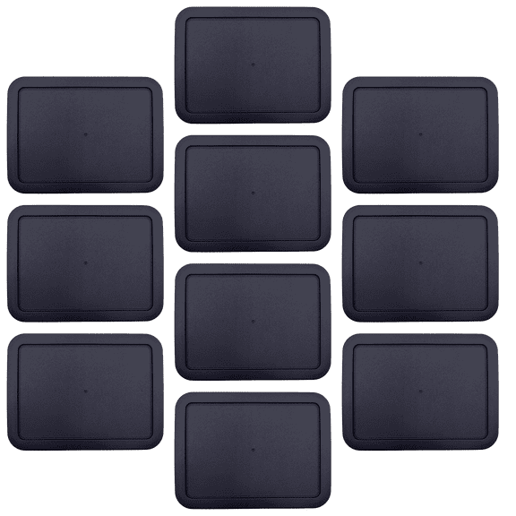 CIBI Food Storage Container Lids (3 Cup, Black - 10 PK) Compatible with Pyrex 7210-PC Glass Containers, Dishwasher and Microwave Safe Replacement Lids