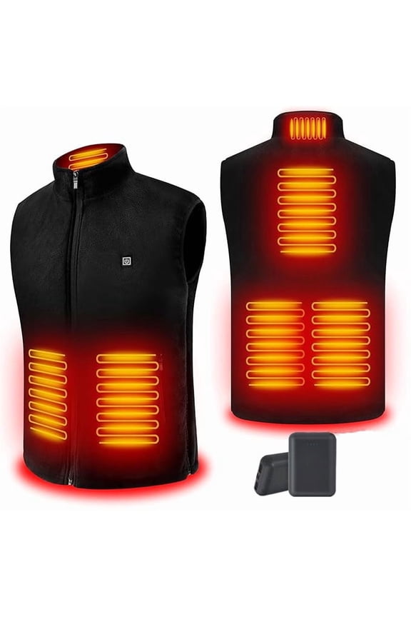 Heated Vest For Men Women Unisex Electric Heated Coat with Power Bank USB Rechargeable Washable Heated Jacket Outdoor Fishing Hunting Waistcoat Hiking Vest