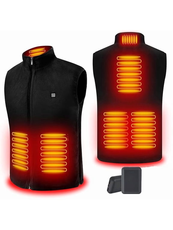 Heated Vest For Men Women Unisex Electric Heated Coat with Power Bank USB Rechargeable Washable Heated Jacket Outdoor Fishing Hunting Waistcoat Hiking Vest