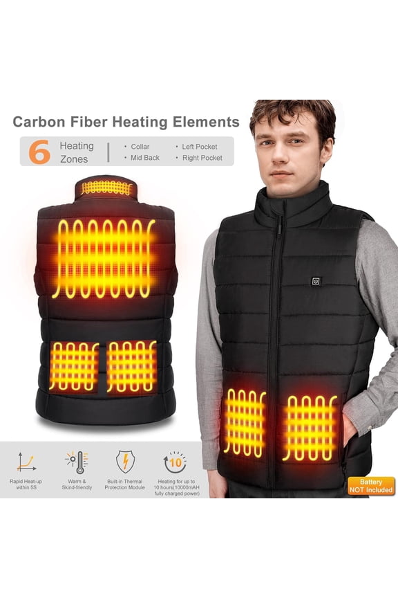 Heated Vest For Men Women Unisex Electric Heated Coat without Power Bank USB Rechargeable Washable Heated Jacket Outdoor Fishing Hunting Waistcoat Hiking Vest