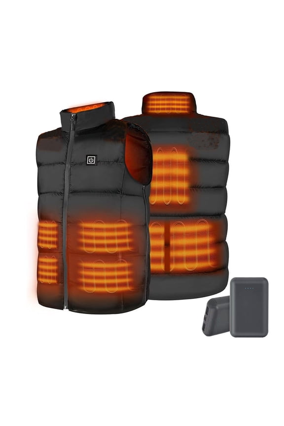Heated Vest For Men Women Unisex Electric Heated Coat with Power Bank USB Rechargeable Washable Heated Jacket Outdoor Fishing Hunting Waistcoat Hiking Vest