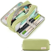 CICIMELON Large Capacity Pencil Case 3 Compartment Pen Pouch Bag for Adults Men Women (Green)
