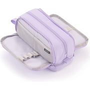 CICIMELON Large Capacity Pencil Case with 4 Compartments, Multi-Slot Pencil Pouch Pen Bag Aesthetic School Supplies Organizer for Teens Adults, Purple