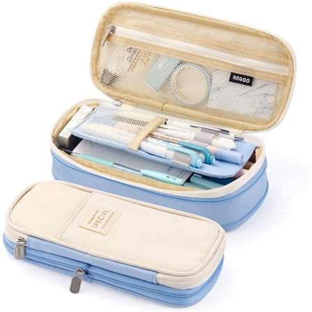CICIMELON Big Capacity Pencil Pen Case Large Storage Pencil Bag Pouch Organizer - Light Blue