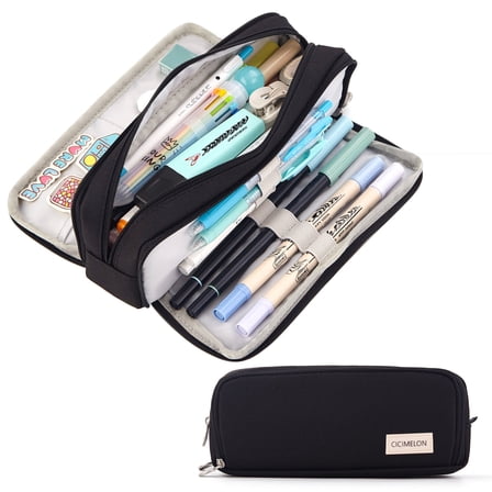 CICIMELON Large Capacity Pencil Case, Black pencil pouch