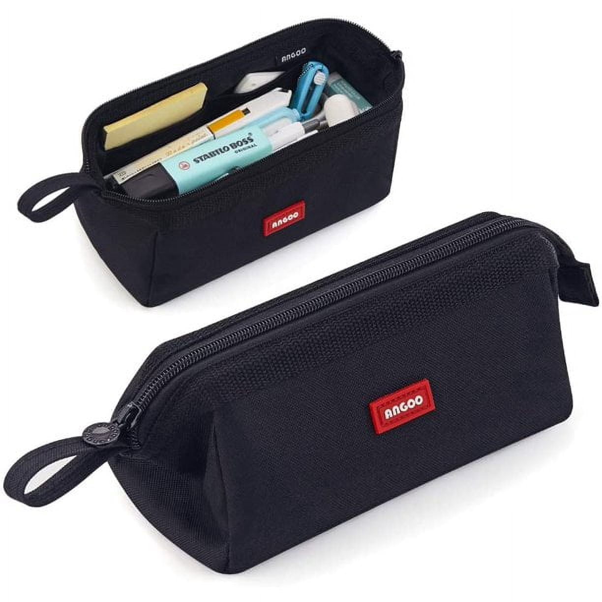 Aoojanu Large Pencil Case With Zipper Compartments - Black & White Sunflower, Holds 60+ Pencils For School