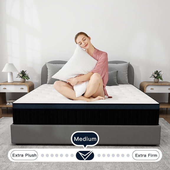 CICIMLU 14 inch King Mattress, Medium Hybrid Innerspring Mattress in a Box, Supportive & Pressure Relief, Adult