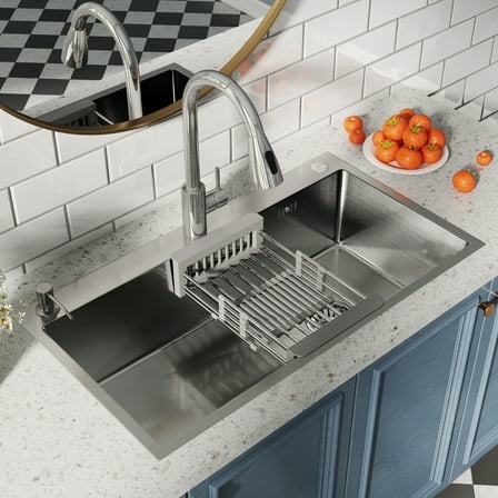 CICIMLU 30x18 Undermount Kitchen Sink Single Bowl Basin Stainless Steel Kitchen Bar with Multi Accessories, Drop-in