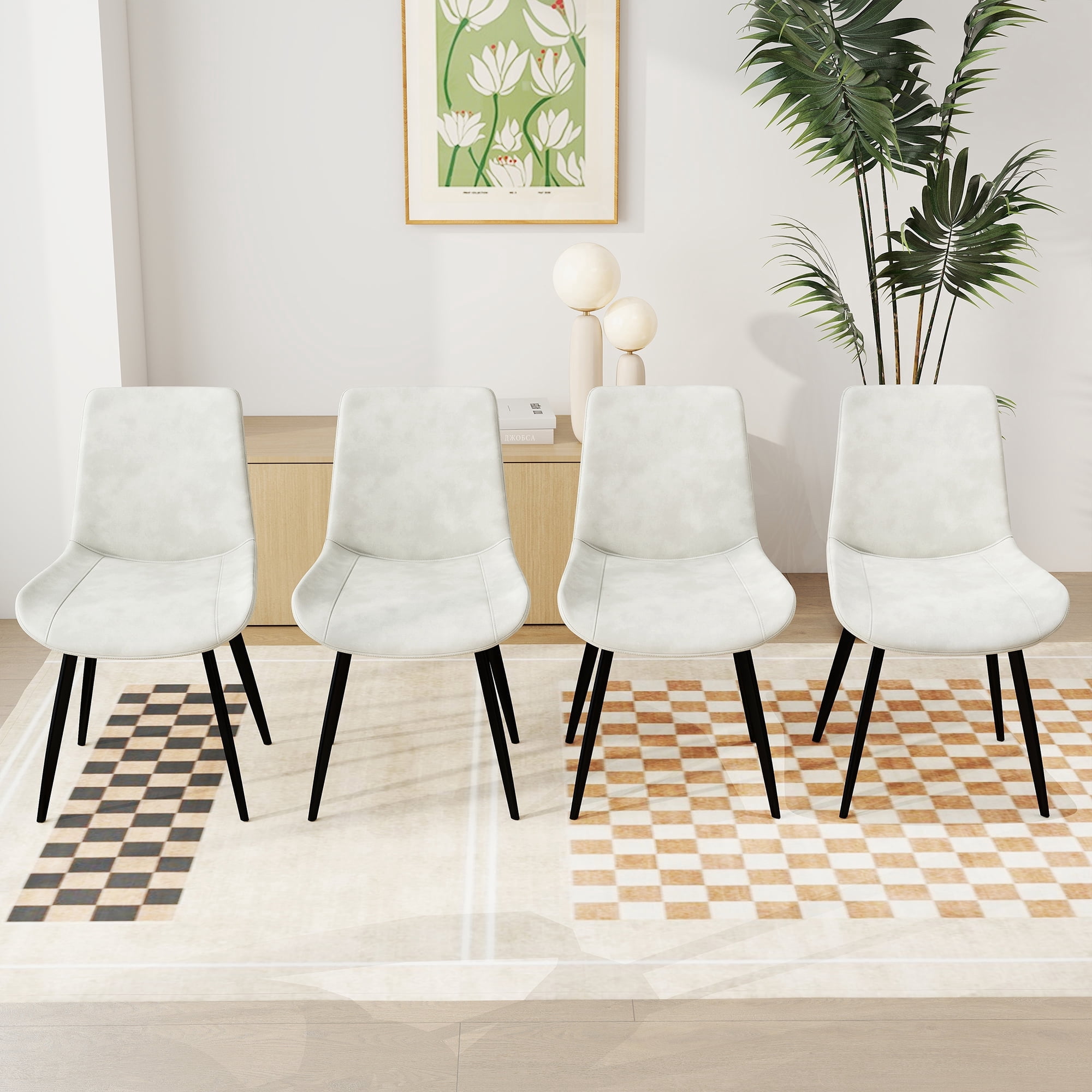 CICIMLU Modern Kitchen Dining Chairs Set of 4,With Black Metal Legs ...