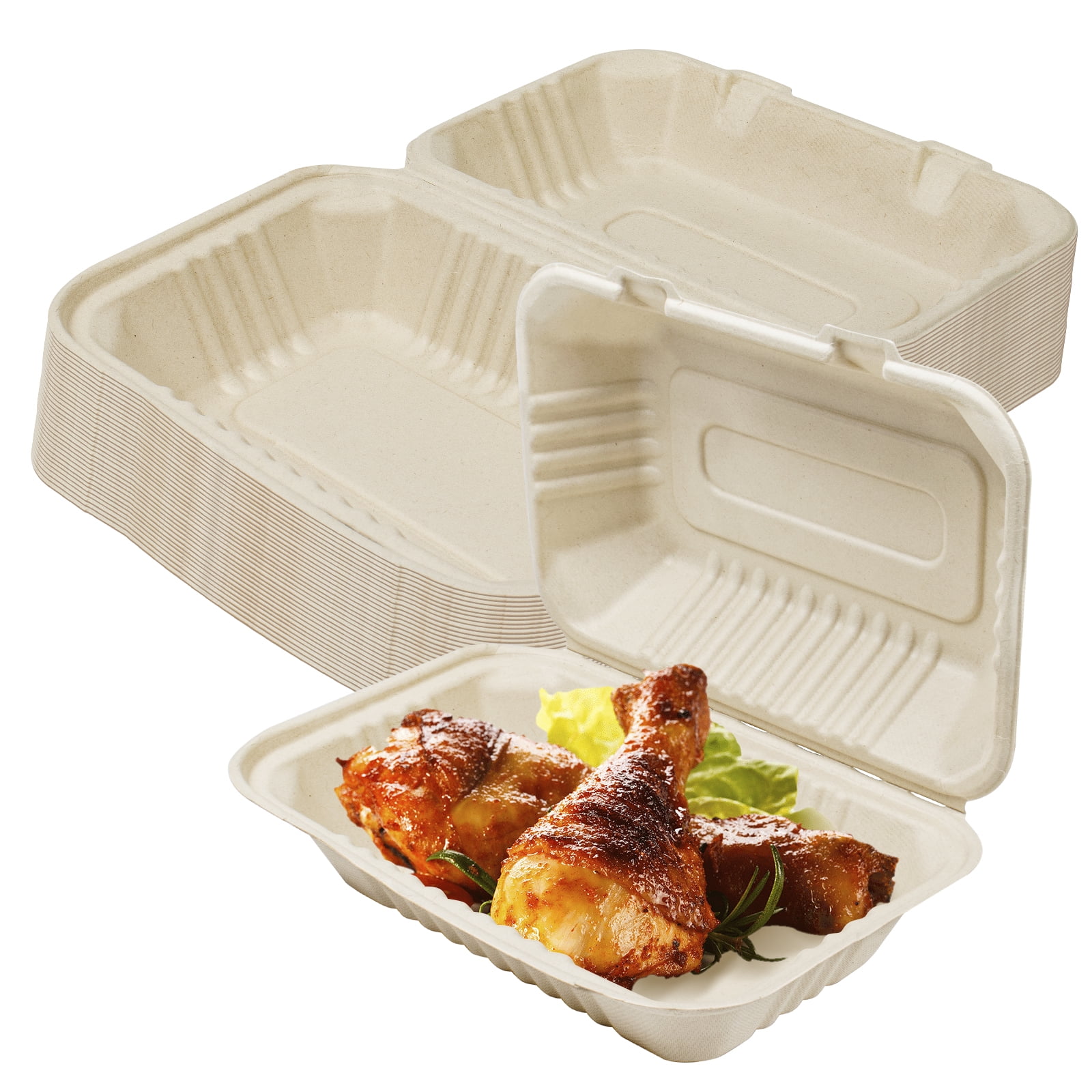 Stack Man-BG-60HT1K 100% Compostable Clamshell Take Out Food