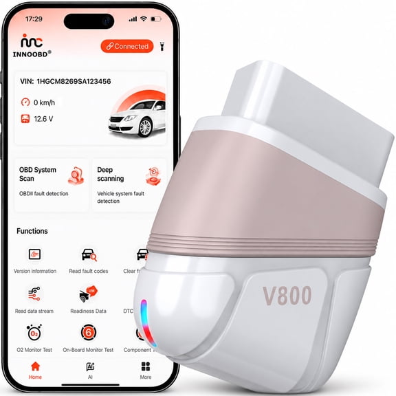 Bluetooth OBD2 Scanner with AI Fault Analysis, CICPAP 4-System Car Diagnostic Tool for Engine, Transmission,ABS & SRS, iOS & Android, No Subscription