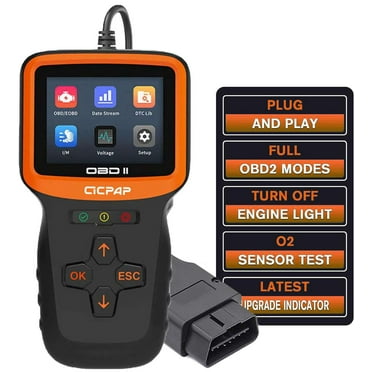 CICPAP OBD2 Scanner Color Screen and Live Data, Check Engine Code Reader with Reset, Plug & Play Upgraded Indicator Light, Test Voltage/EVAP/O2 Sensor, Diagnostic Scan Tool for All Cars Since 1996
