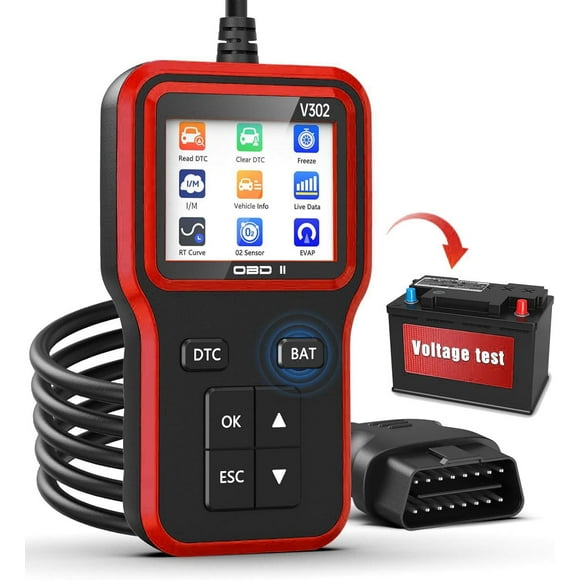 OBD2 Scanner with Upgrade Battery Tester - Diagnostic Tool for Cars That Check Engine Light & Emissions Readiness Read and Clears Vehicle Error Codes for All OBD II Protocol Vehicles Since 1996