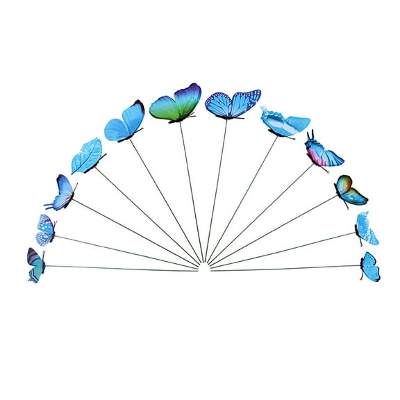 CICRKHB Artificial Flowers 12Pcs Butterfly Stakes Outdoor Yard Planter Flower Pot Bed Garden Decor Yard Art Blue