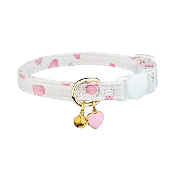 CICRKHB Cat Collars 1 Pack, Breakaway Safety Cat Collar with Bell, Soft Cotton Adjustable Floral Collar for Kittens and Adult Cats, Cute Gift for Pet Lovers White