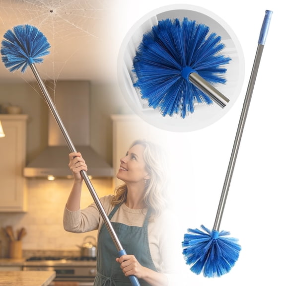 CICRKHB Cobweb Duster with Extension Pole, SpiderBrush with Pole, Retractable Dusters for Cobweb Cleaning 51-Inch Long Handle Ceiling Fan SpiderBrush for Outdoor Indoor High Ceilings, 1 Pcs