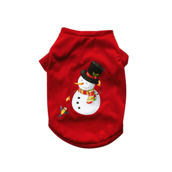 CICRKHB Dog Clothes Christmas Pet Cartoon Printed Pullover T Shirt Cute Spring Autumn Cartoon Printing Dogs Shirts Soft Pet Christmas Puppy Apparel Outfit 4 Sizes Pet Supplies Red