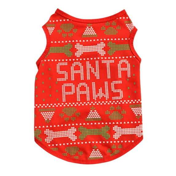 CICRKHB Dog Clothes Pet Holiday Clothing Dog Clothes Cotton T Shirts Pet Supplies Red