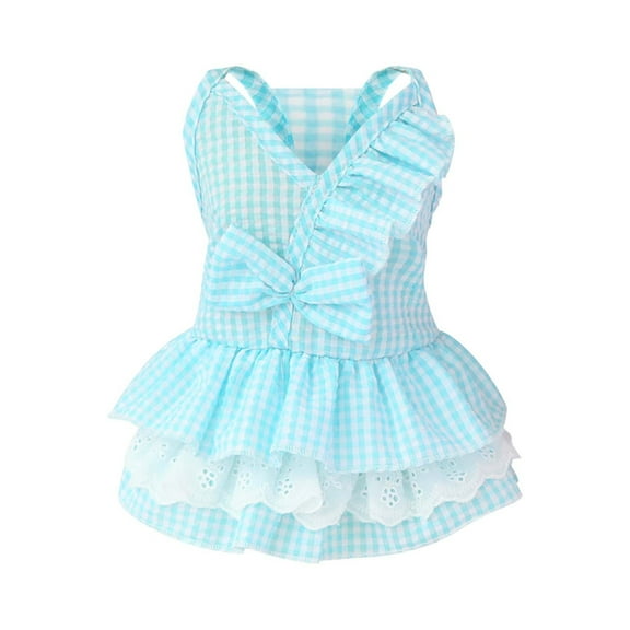 CICRKHB Dog Dress Cotton Pet Dog Dress Spring and Summer Pet Clothes Spring Cute Pet Supplies Cotton Peach Dress Bow Skirt Pet Supplies Blue