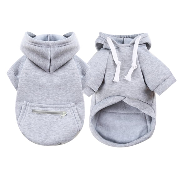 CICRKHB Dog Hoodie with Zipper Pocket, Soft Pet Hooded Sweatshirt, Warm Pullover Dog Clothes for Small Medium Dogs Puppy Daily Indoor Outdoor Wear(Grey, M)