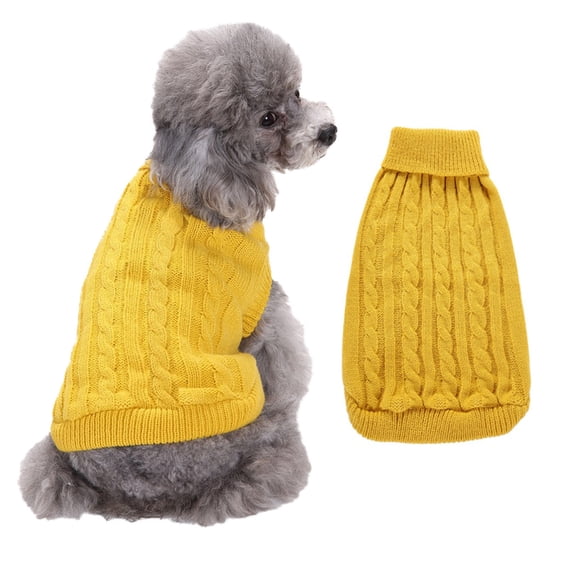 CICRKHB Dog Sweater Soft Warm Turtleneck, Knitted Clothes for Small Medium Large Pet | Turtleneck & Classic Design, Easy On/Off, Warm Winter Girls Boys Dogs Christmas Sweaters, Yellow, Xl