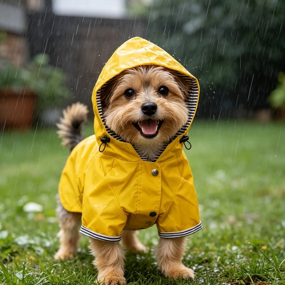 CICRKHB Dog Zip Up Raincoat with Reflective Buttons, Rain/Water Resistant, Adjustable Drawstring, Removable Hood, Raincoats with Legs Yellow - 3Xl