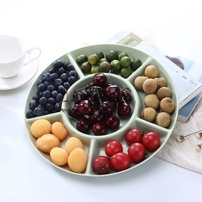 CICRKHB Food Storage Tray Nut Platter, Candy Server Dish, Sectional Round Plastic Serving Tray/Platter, Divided Dried Fruit Snack Plate Serving Platter for Party