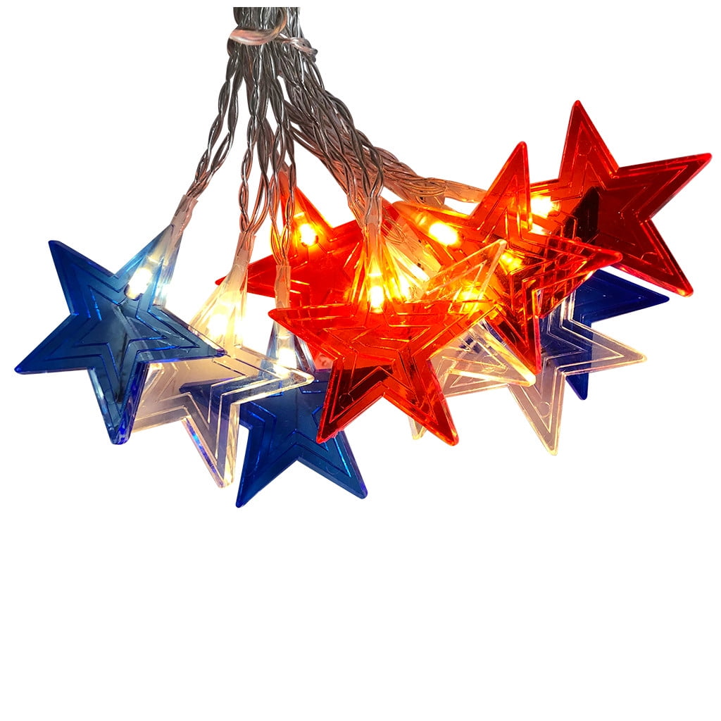 CICRKHB Led Light Star String Lights for Independence Day Decor Red ...