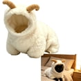CICRKHB Pet Sheep Ram Costume with Curved Horn Hood, Warm Fuzzy Animal ...