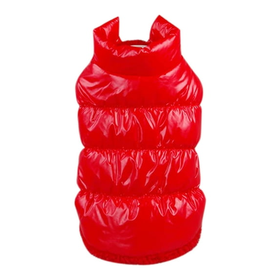 CICRKHB Small Dog Sweater Autumn and Winter Pet Color Coat Down Jacket Vest Thickened Pet Clothes Pet Supplies Red