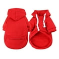 thumbnail image 1 of CICRKHB Small Dog Sweater Dog Hoodie with Pocket - Fall Winter Warm Fleece Sweater Puppy Clothes for Dogs Boy Girl Yorkies Chihuahua - Pet Cat Sweatshirt Blank Color Pet Supplies Red, 1 of 1