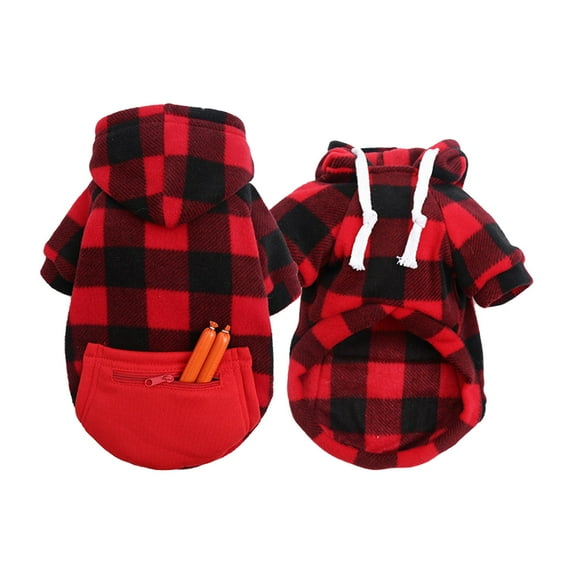 CICRKHB Small Dog Sweater Dog Hoodie with Pocket - Fall Winter Warm Fleece Sweater Puppy Clothes for Dogs Boy Girl Yorkies Chihuahua - Pet Cat Sweatshirt Blank Color Pet Supplies Red