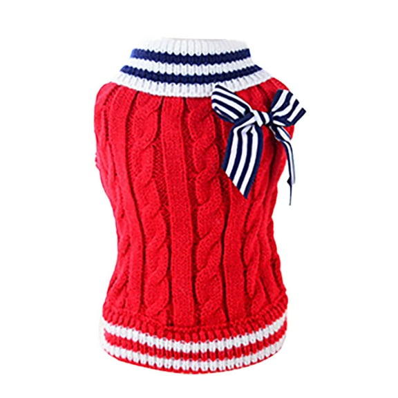 CICRKHB Small Dog Sweater Navy Pet Dog Cat Sweater Turtleneck Knitted Dog Sweater - Classic Cable Knit Dog Jumper Coat, Warm Pet Winter Clothes Pet Supplies Red