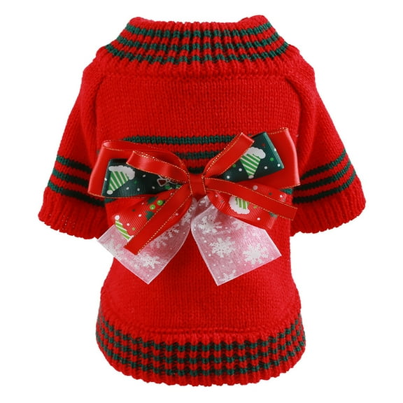 CICRKHB Small Dog Sweater Pet Christmas Sweater Holiday Puppy Costume Sweater Pet Clothes Pet Supplies Red