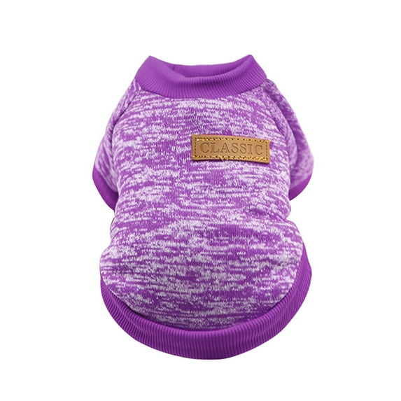 CICRKHB Small Dog Sweater Pet Dog Puppy Classic Sweater Fleece Sweater Clothes Warm Sweater Winter Pet Supplies Purple