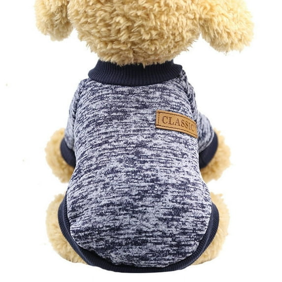 CICRKHB Small Dog Sweater Two-Legged Warm Puppy Dog Fight Teddy Wool Cat Sweater Pet Clothes Pet Supplies Navy