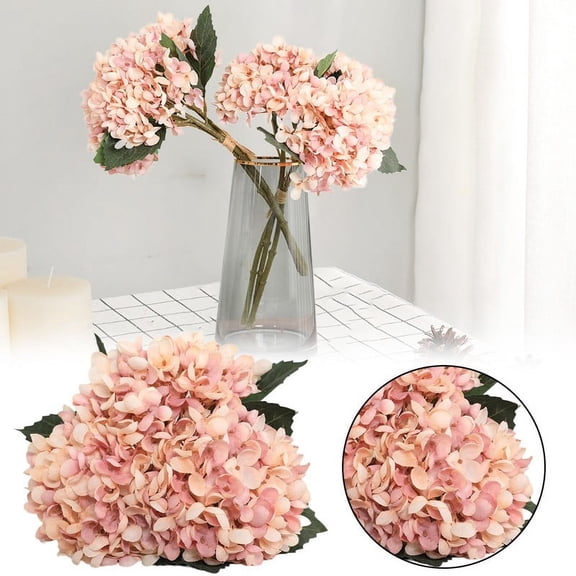 CICRKHB Vintage Artificial Hydrangea, Dried Flower Bouquet for Vase for Wedding Party Home Kitchen Table Centerpiece Pink