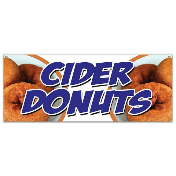 CIDER DONUTS BANNER SIGN hot fresh doughnuts varieties coffee bakery