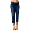 thumbnail image 1 of CIENVNSTG Capri Jeans for Women High Waisted Straight Skinny Leg Raw Hem Denim Trendy Womens Pants Trendy 2026 Summer Fashion Dark Blue L, 1 of 4