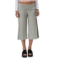 thumbnail image 1 of CIENVNSTG Capri Pants for Women Summer Fold Over Flowy Capri Pants Low Rise Wide Leg Yoga Capris Comfy Foldover Leggings Gray 2XL, 1 of 8