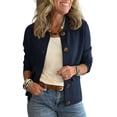 thumbnail image 1 of CIENVNSTG Cardigan Sweaters for Women Knit Button Down Jacket Long Sleeve Sweater Blazer Casual Cardigan Coats with Pockets Navy M, 1 of 6